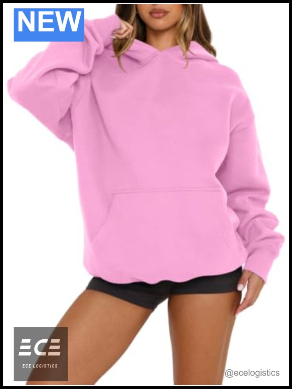 Fleece Lined Oversized Hoodie Kangaroo Pocket Ribbed Cuffs Casual Sweatshirt